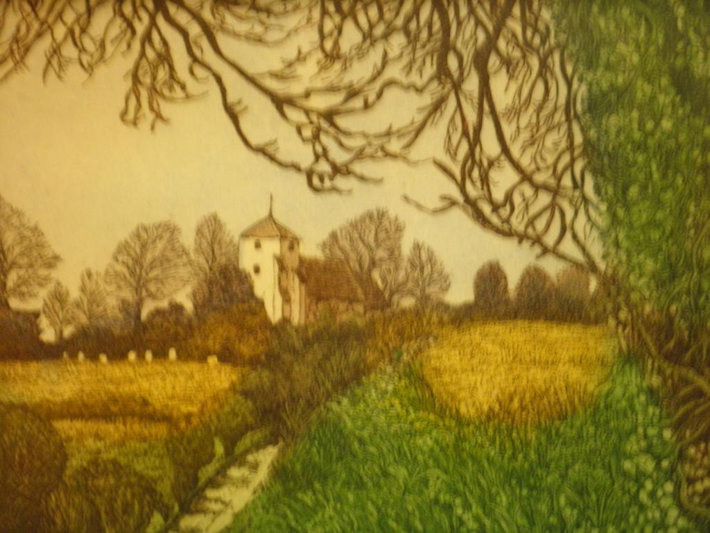 Appraisal: Stephen WhittlePyecombe ChurchArtist signed coloured print another signed Joseph Kirkpatrick