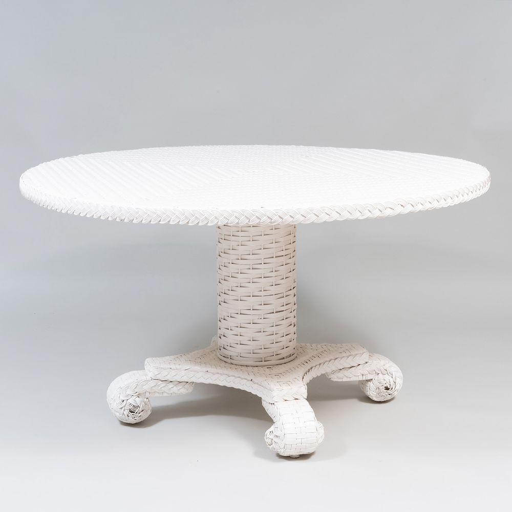 Appraisal: White Painted Wicker Center Table x in Condition Minor wear