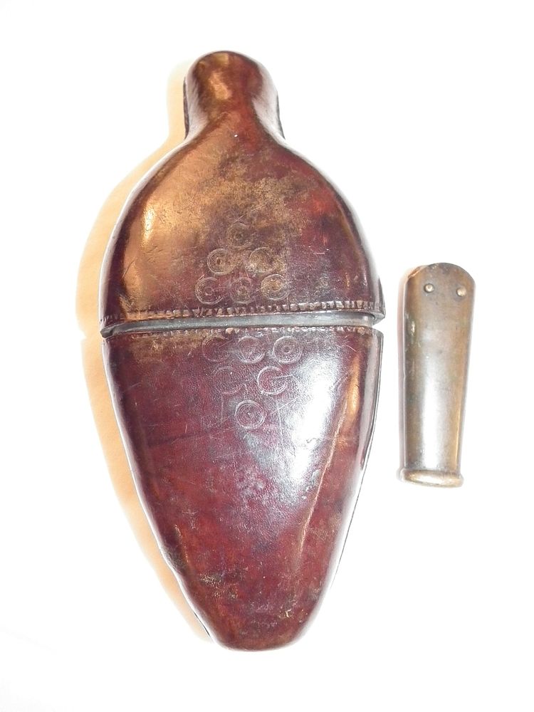 Appraisal: CONFEDERATE FLASK DRAG pieces Civil War Confederate leather covered hand