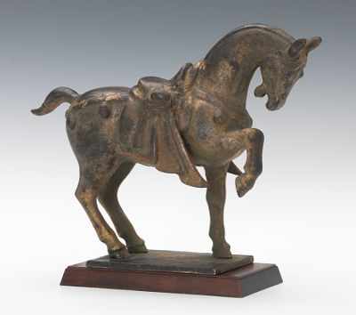 Appraisal: A Japanese Cast Metal Horse Statuette Cast spelter with antiqued