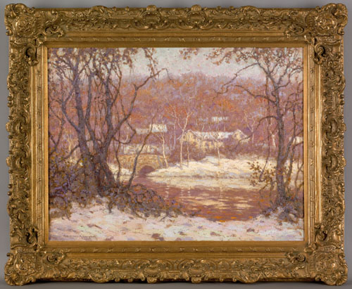 Appraisal: Laurence A Campbell American b oil on canvas winter landscape