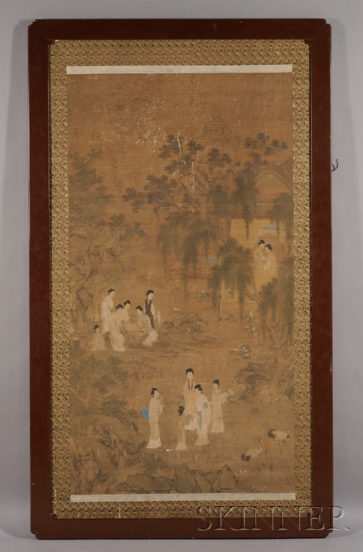 Appraisal: Chinese Painting th century ink and colors on silk depicting