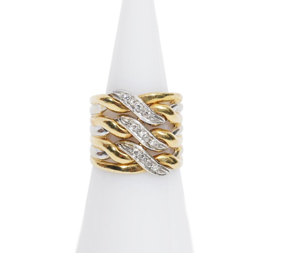 Appraisal: CONTEMPORARY K WG YG DIAMOND BANDContemporary K white gold and