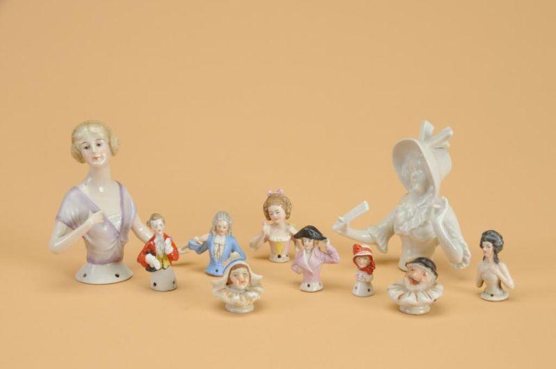 Appraisal: Lot Ten Half Dolls Novelties Germany ca includes glazed porcelain