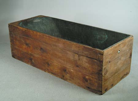 Appraisal: LARGE COPPER LINED WOOD BATHTUB th Century SIZE h x