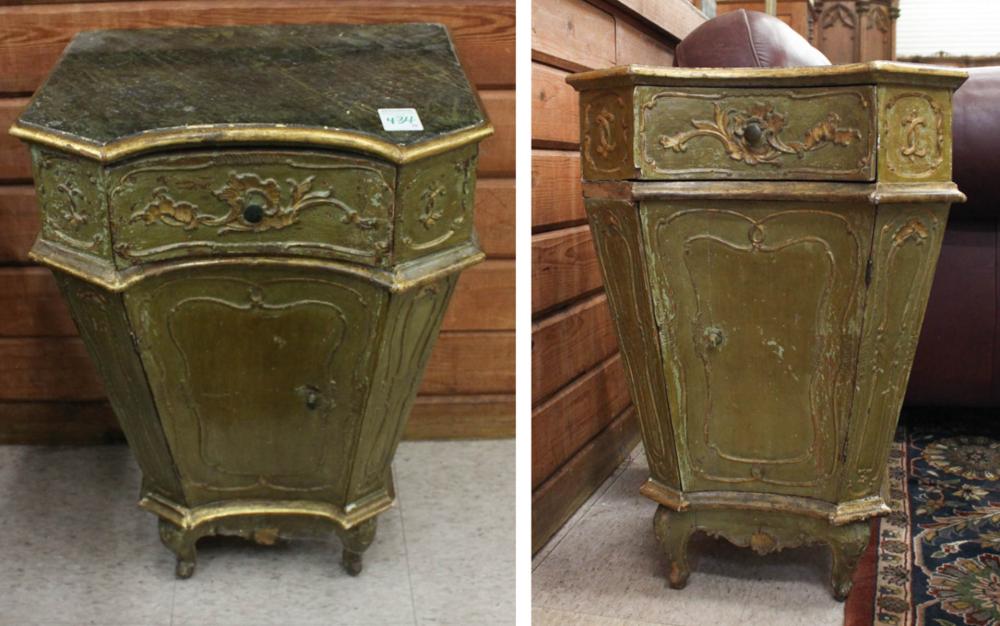 Appraisal: PAIR OF VENETIAN CABINET NIGHTSTANDS Italian th century original painted