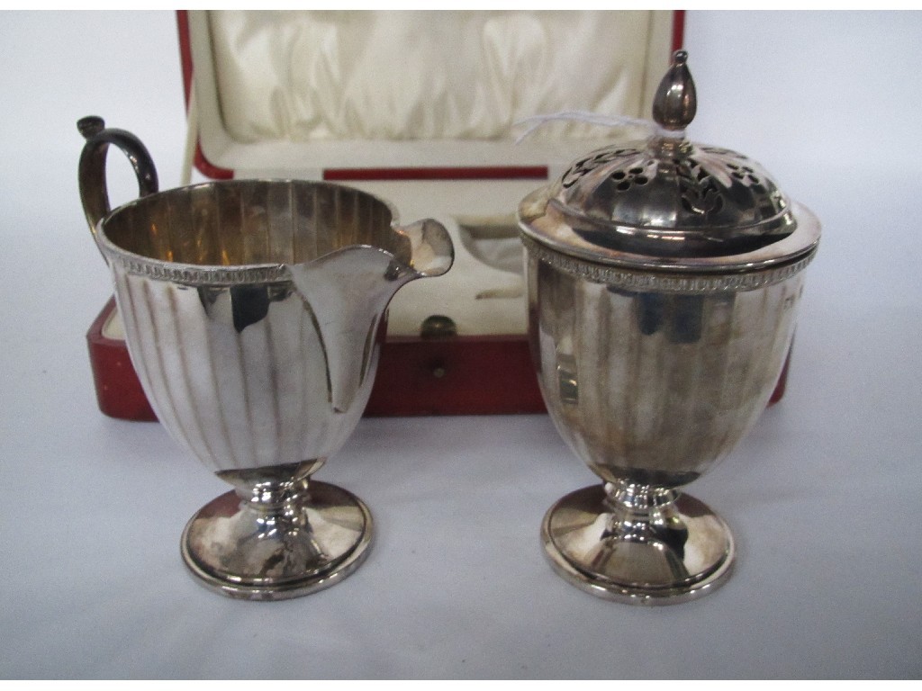 Appraisal: Cased silver cream and sugar Birmingham