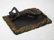 Appraisal: A large Austrian cold painted bronze desk paperweight of a