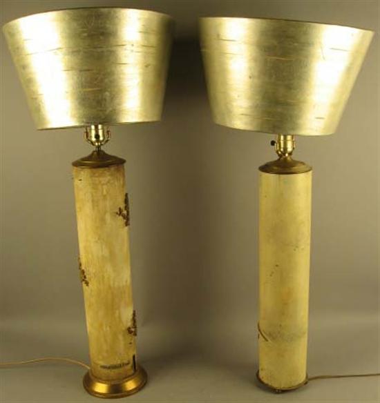 Appraisal: Two Lamps Made from Wall Rollers with custom shades H