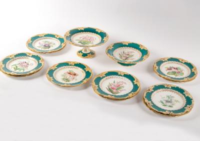 Appraisal: An English porcelain part dessert service circa probably Alcock painted