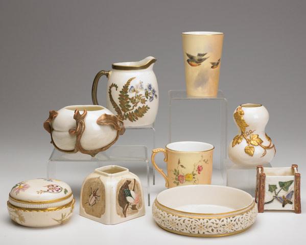 Appraisal: ROYAL WORCESTER Grouping of nine pieces includes floral decorated pitcher