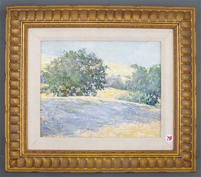 Appraisal: IMPRESSIONIST LANDSCAPE OIL ON CANVAS trees and field Image measures