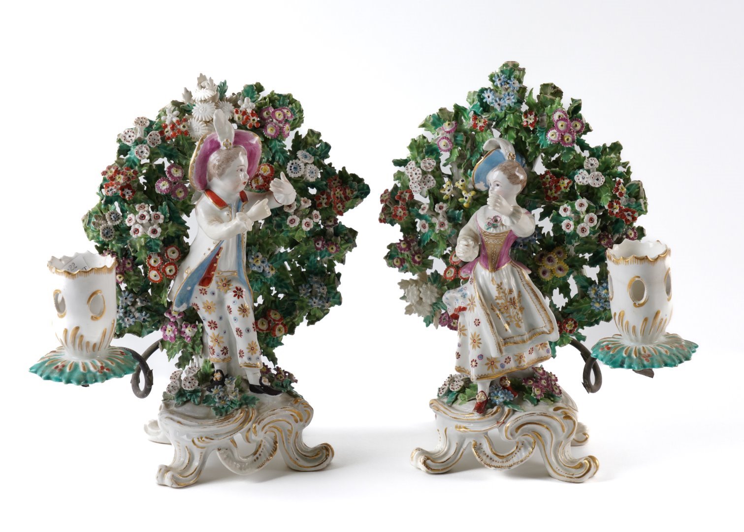 Appraisal: A PAIR OF BOW NEW DANCERS' CANDLESTICK FIGURES Circa Modelled