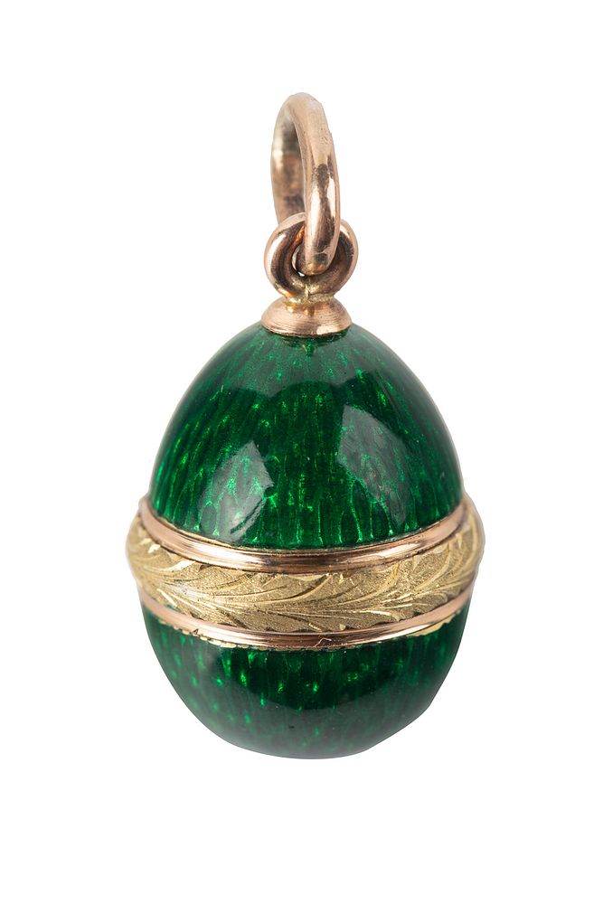 Appraisal: A FABERGE GOLD AND GUILLOCHE ENAMEL EGG PENDANT WORKMASTER AUGUST