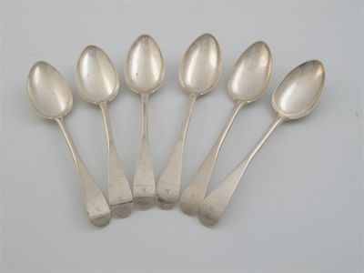 Appraisal: A set of six George III Scottish tablespoons of Old