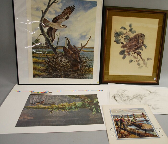 Appraisal: Group of Works on Paper including a scene of loggers