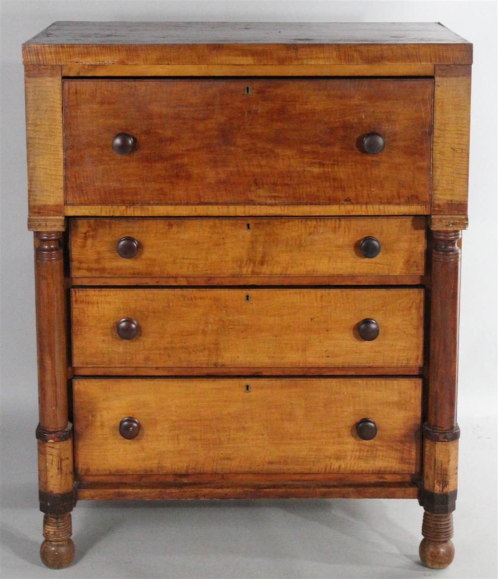 Appraisal: LATE CLASSICAL TIGER MAPLE AND CHERRYWOOD CHEST OF DRAWERS having