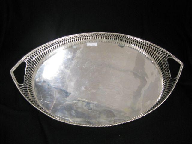 Appraisal: Dutch Sterling Silver Gallery Tray oval reticulated sides x handled