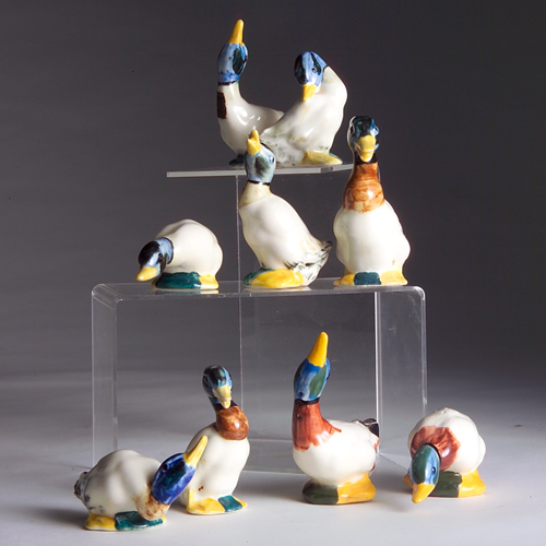 Appraisal: Nine STANGL Ducks in natural glazes various poses to include