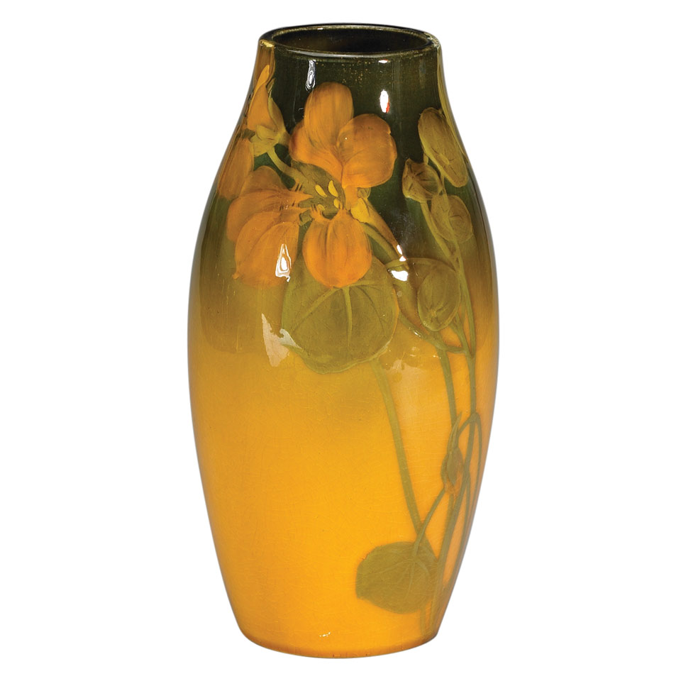 Appraisal: Rookwood Nasturtiums Vase Rose Fechheimer incised and impressed marks Height