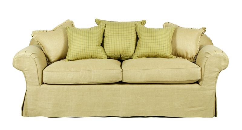 Appraisal: - George Smith Twill Upholstered Sofa George Smith sofa in