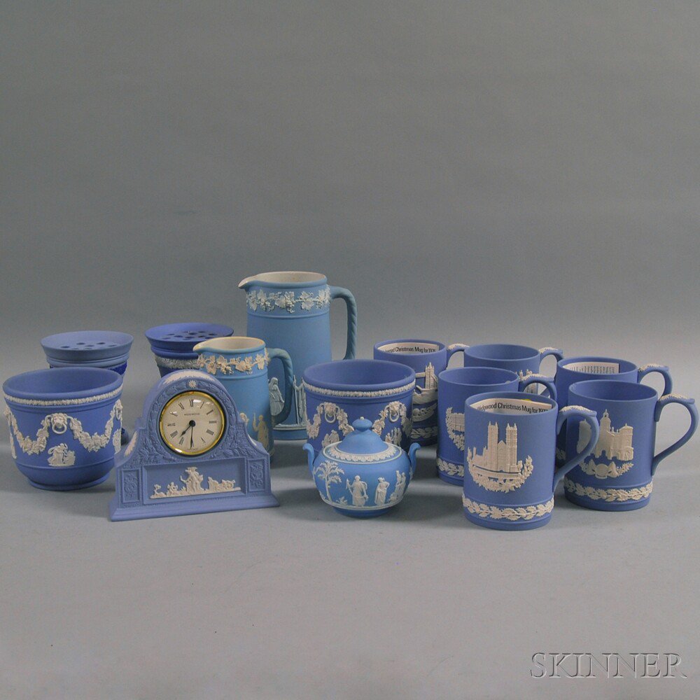 Appraisal: Fourteen Wedgwood Light Blue Jasper Items th century six Christmas