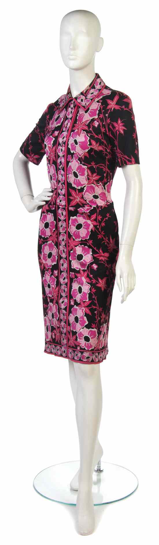 Appraisal: An Emilio Pucci Pink and Black Silk Day Dress Labeled