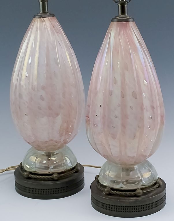 Appraisal: Pair Murano Art Glass Barovier Toso Table Lamps Pair of