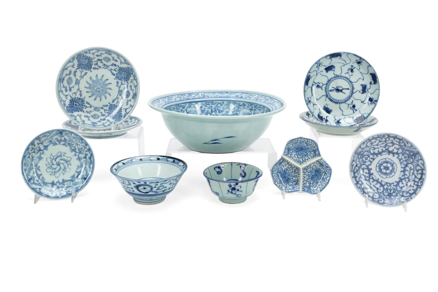 Appraisal: TEN ASIAN BLUE AND WHITE TABLE ARTICLES Ten Asian blue