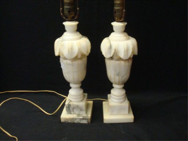 Appraisal: Pair of marble lamps Both the same shape however graining