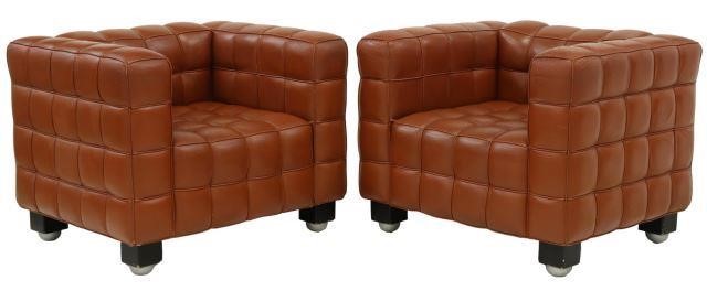 Appraisal: pair Modernist Kubus lounge chairs designed by Josef Hoffmann Austrian