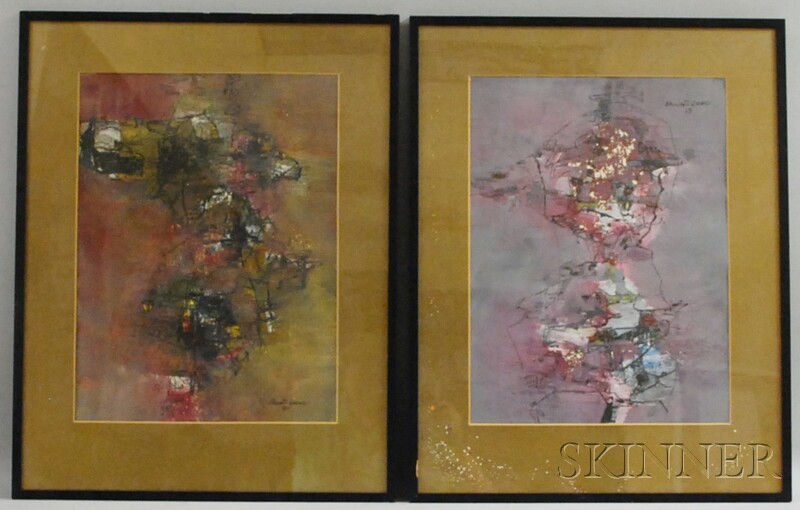 Appraisal: Shanti Dave Indian b Two Abstract Compositions c Each signed