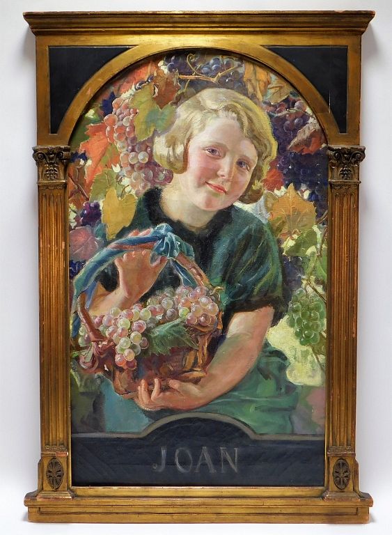 Appraisal: Ernest Klempner Girl with Grapes Portrait Painting Ernest Klempner Illinois