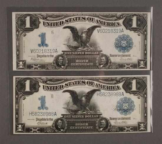 Appraisal: Two United States Silver Certificates Series of signed Elliott White