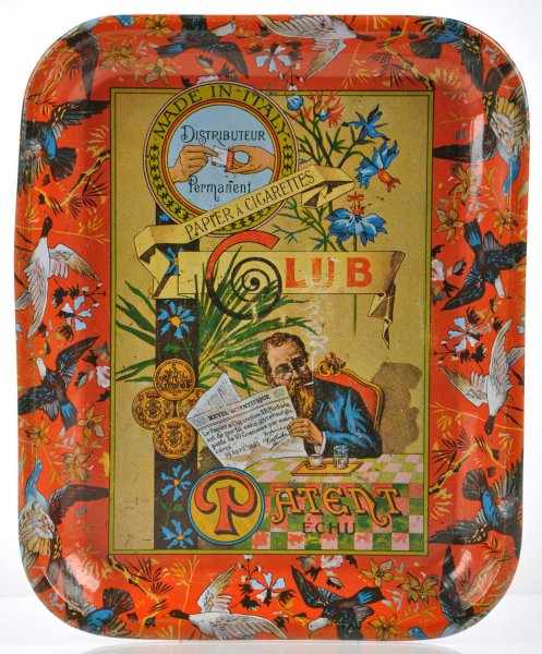 Appraisal: Cigarette Paper Serving Tray Description Colorful tray advertising Club Patent