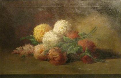 Appraisal: AMERICAN SCHOOL th c BOUQUET OF CHRYSANTHEMUMS Oil on canvas