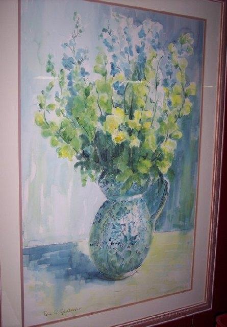 Appraisal: Fiona G GoldbacherStill Life with Jug of Delphiniumssignedwatercolour cm x