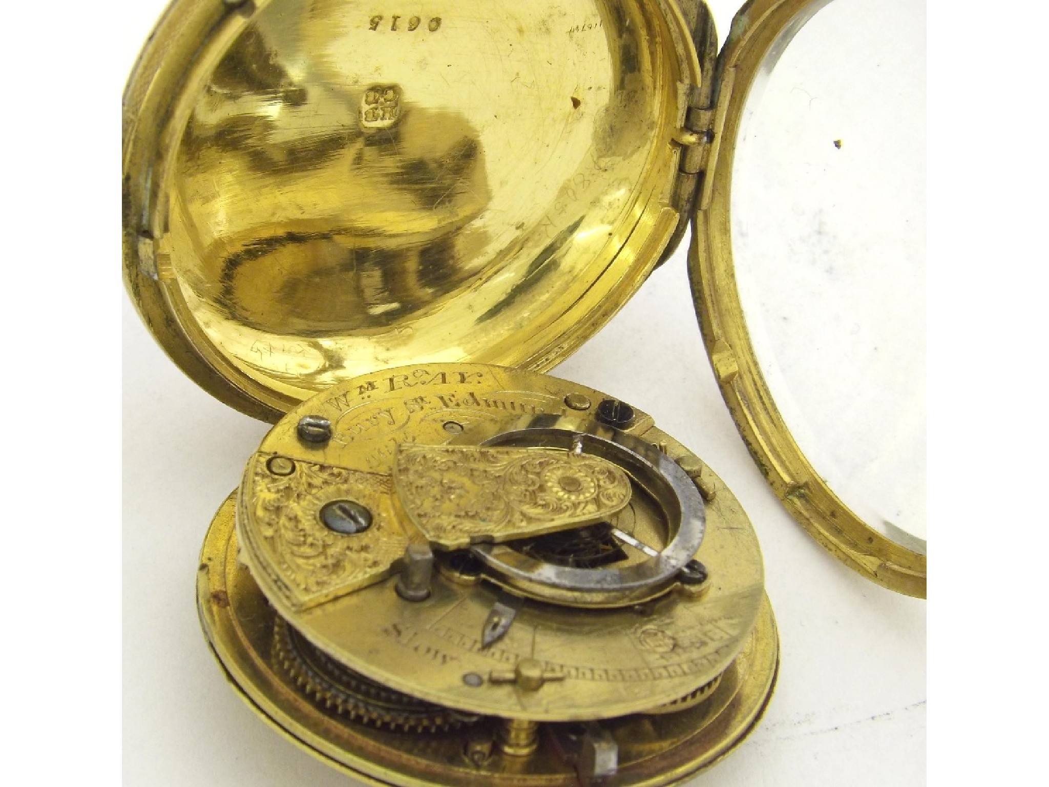 Appraisal: Small English gilt metal fusee verge pocket watch signed Wm