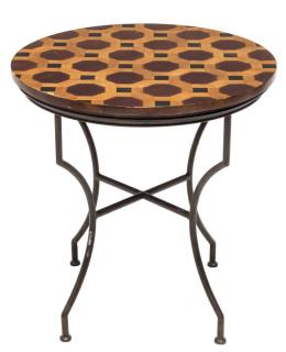 Appraisal: CIRCULAR TOP WROUGHT IRON BASE TABLE Circular top table having