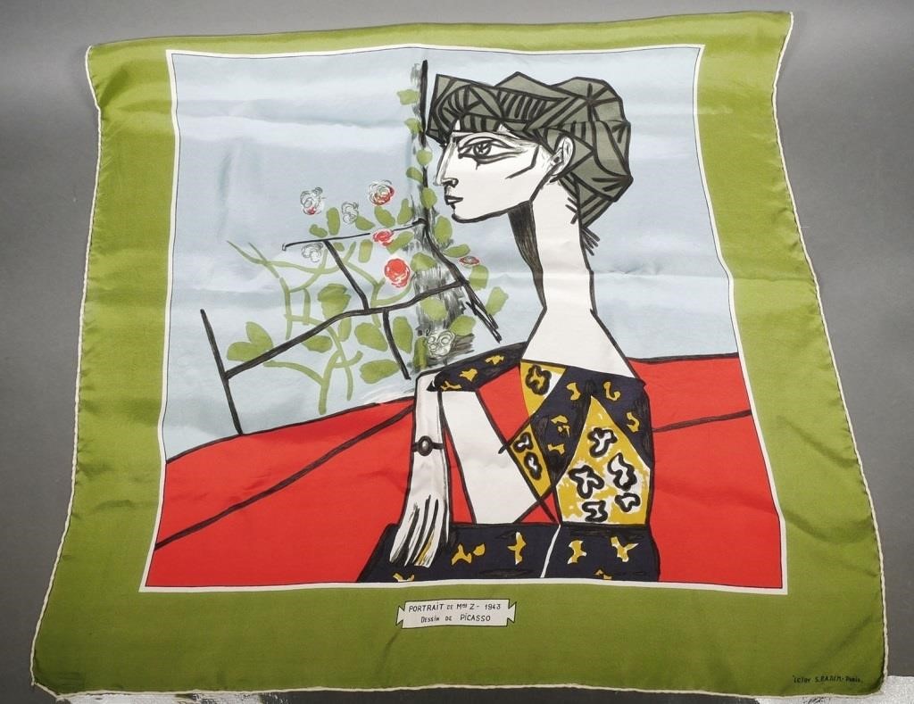 Appraisal: Vintage Picasso Print Silk Scarf Portrait de Mme - Z