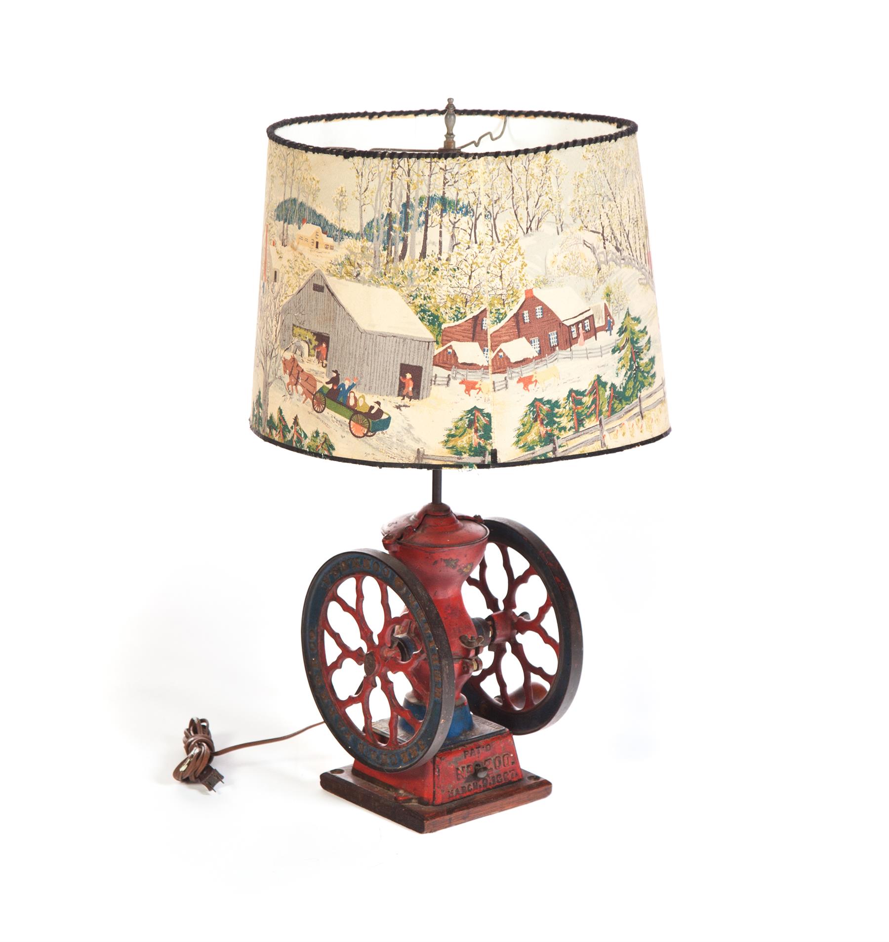 Appraisal: CHA'S PARKER AND COMPANY COFFEE GRINDER TABLE LAMP Meriden Connecticut