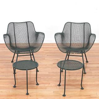 Appraisal: Pr Woodard Sculptura armchairs and tables Pr Woodard Sculptura armchairs