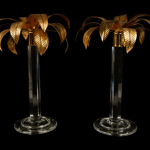 Appraisal: A Pair of William Yeoward Glass and Gilt Metal Palm