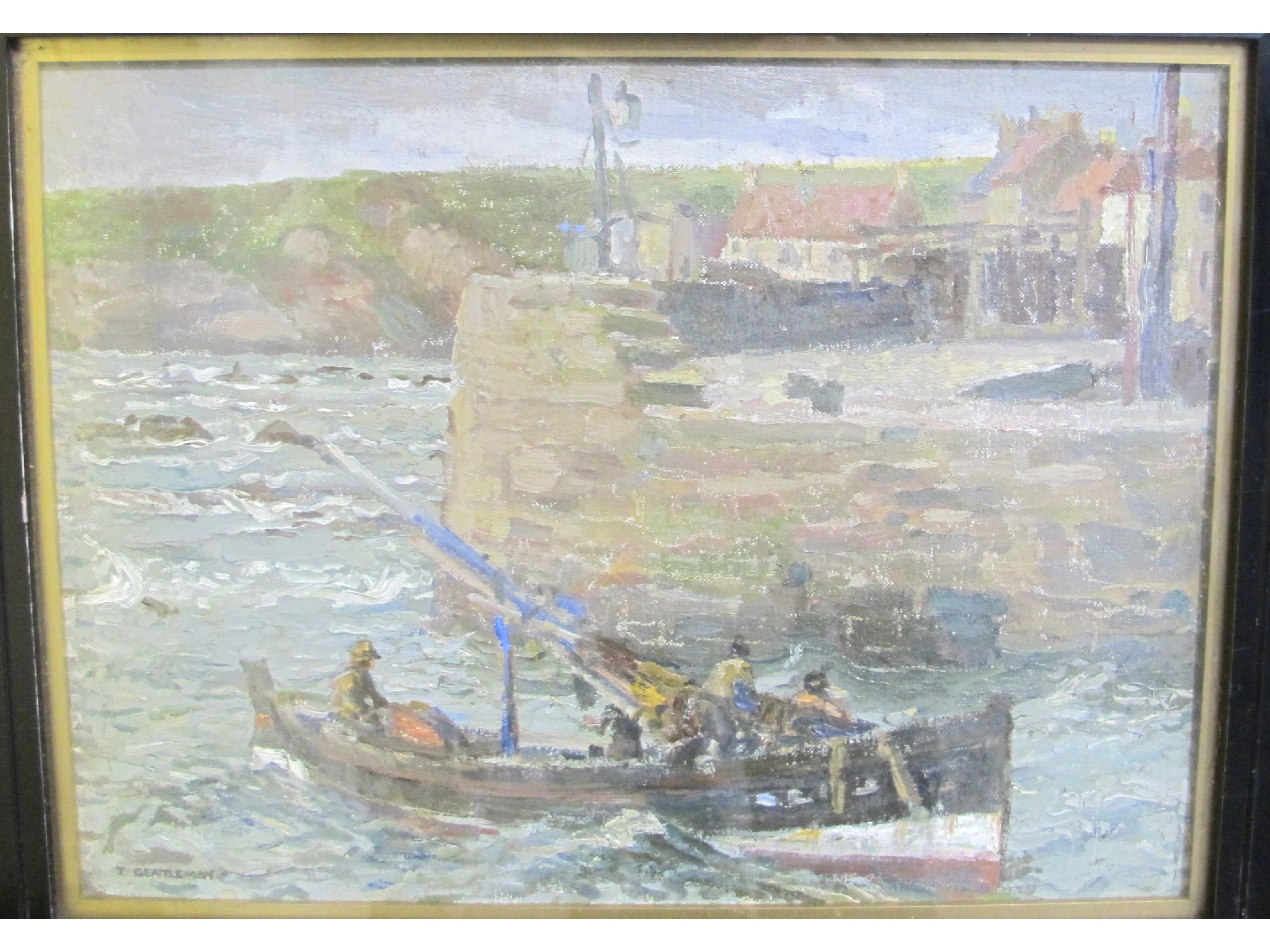 Appraisal: TOM GENTLEMAN Fishing boat going out oil on board