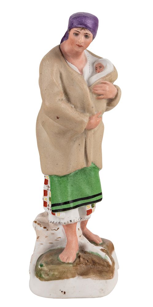 Appraisal: A RUSSIAN PORCELAIN FIGURE OF A PEASANT WOMAN WITH A