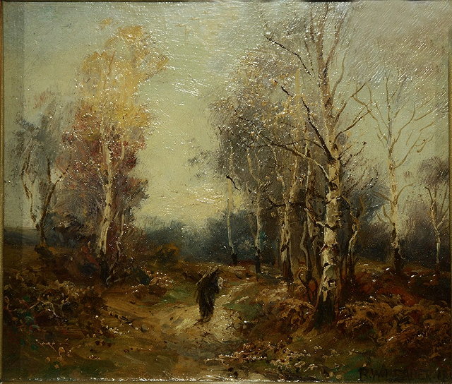 Appraisal: BENJAMIN WILLIAMS LEADER - A wooded landscape with faggot gatherer