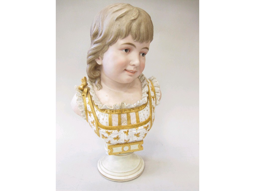 Appraisal: A Bisque Bust of a young girl with finely detailed