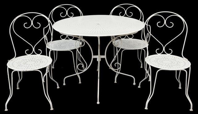 Appraisal: lot of French white painted iron patio set mid th