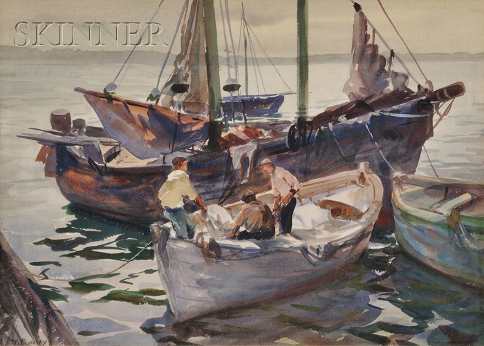 Appraisal: Vladimir Pavlosky American - Boats at Rest Signed V Pavlosky