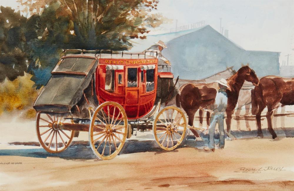 Appraisal: Donal Clark Jolley NWS WW b Stagecoach Stop Watercolor on